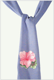 Scarf with Embroidered Flower Art